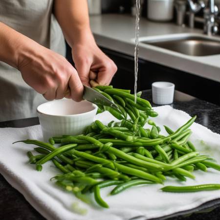 豆角去两头，盐水洗防黑