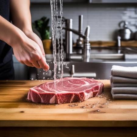 冷水洗牛肉,防止肉汁流失