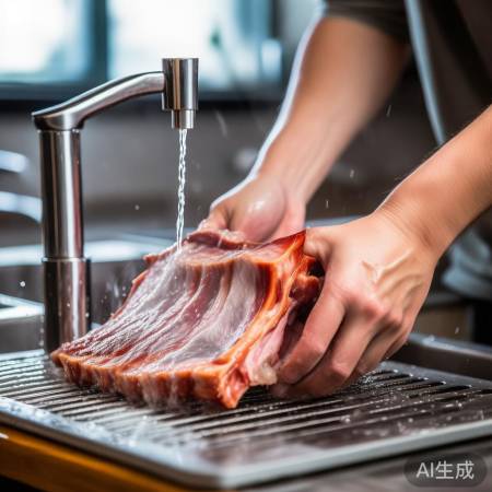 给排骨洗三澡，入冰箱。