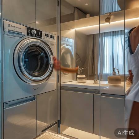 “洗衣机浴室柜一体,懒人福音”