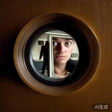 谨慎观察门前可疑人