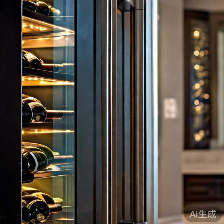 定制红酒柜,双层玻璃门,不锈钢