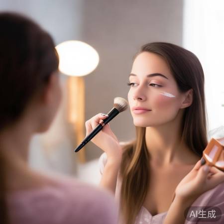 樱花指纹锁粉饼均匀涂抹