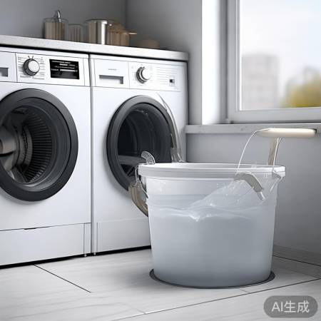 洗衣机旁放水桶，自动接排水