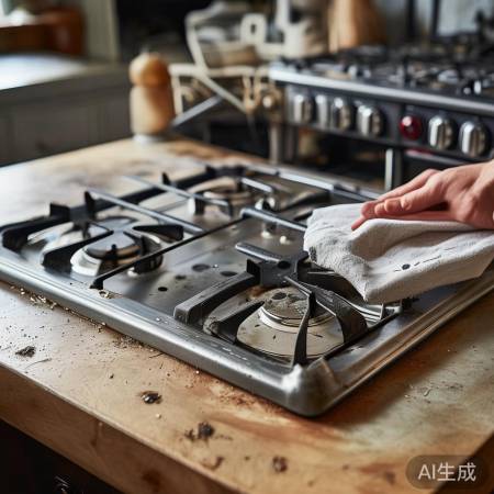 灶头清洁后,安装新燃气灶。