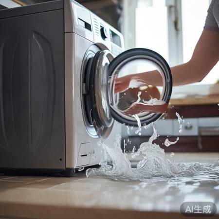 洗衣机排水不畅，轻摇筒内衣物。