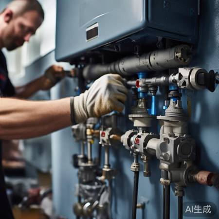 安装管道阀门，确保壁挂炉水循环