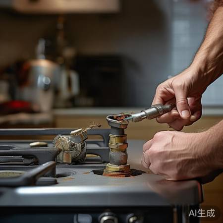 燃气灶阀门堵塞，细铁丝或牙签捅