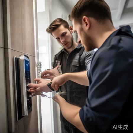 指纹锁安装不规范，师傅耐心指导