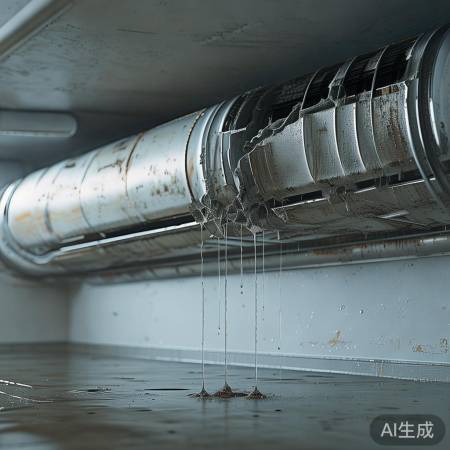 空调管路破损，冷凝水泄露