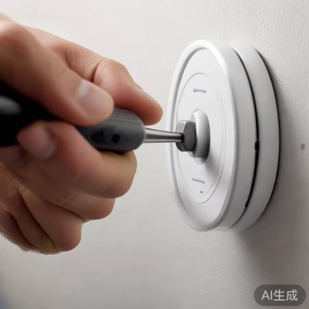 安装烟感器,螺丝固定。