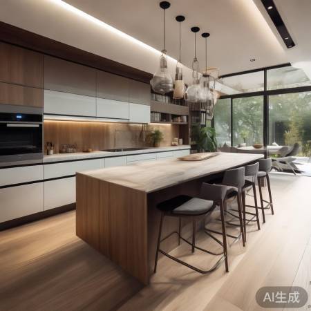 开放式厨房，嵌入式燃气灶