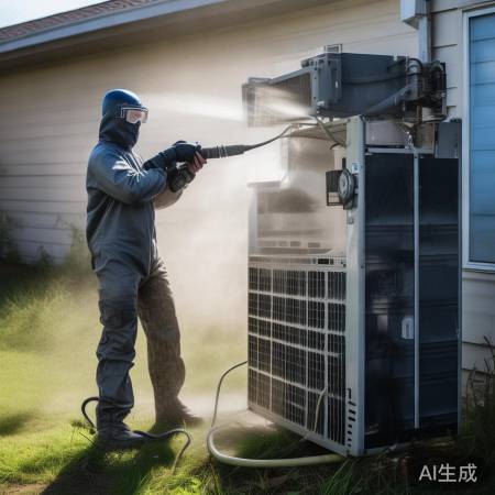 清洗冷凝器,注意安全