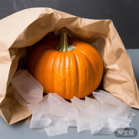 纸袋存南瓜，防潮透气。